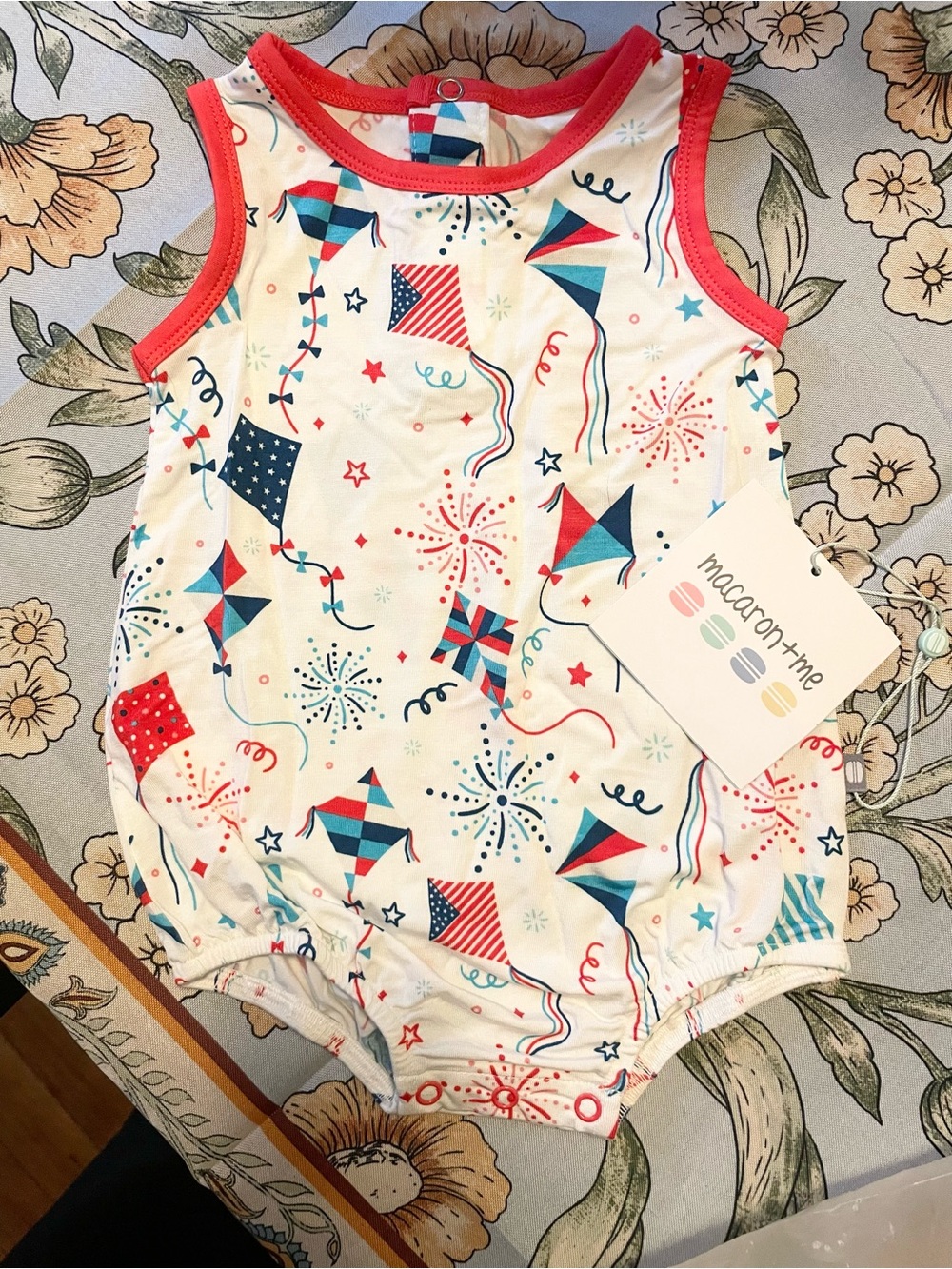 Patriotic Macaron+Me Baby Romper - 3-6 months NWT